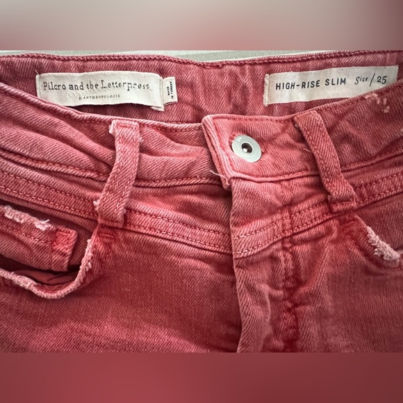 PILCRO & THE LETTERPRESS Faded Red High-Rise Slim Frayed Crop Jeans Sz 25 26x26 - Picture 8 of 8